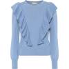 REDValentino Ruffled cotton blue sweater - 套头衫 - 