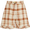 REJINA PAYO plaid linen cuffed shorts - 短裤 - 