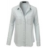 RK RUBY KARAT Premium Design Womens Chambray Button Front Stripe Shirt - Shirts - $77.49  ~ £58.89