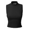 RK RUBY KARAT Womens Basic Fitted Sleeveless Ribbed Turtleneck Top - Shirts - $16.49 