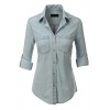 RK RUBY KARAT Womens Boyfriend Button Down Denim Shirt With Pockets - 半袖衫/女式衬衫 - $41.99  ~ ¥281.35