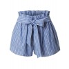 RK RUBY KARAT Womens Casual High Waisted Self Tie Striped Linen Summer Shorts - Shorts - $24.99 