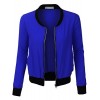 RK RUBY KARAT Womens Classic Thin Short Zip Up Bomber Jacket With Pockets - Outerwear - $41.49 