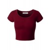 RK RUBY KARAT Womens Fitted Short Sleeve Crop Top with Stretch - Shirts - $23.99 