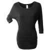 RK RUBY KARAT Womens Jersey Dolman 3/4 Sleeve Drape Top With Side Shirring - Camicie (corte) - $32.99  ~ 28.33€
