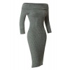 RK RUBY KARAT Womens Soft Ribbed Knit Foldover Off Shoulder Bodycon Sweater Dress - Dresses - $88.99 