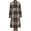 ROKH brown belted gingham trench coat - 外套 - 