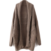 ROMWE Pocketed Dark-coffee cardigan - Swetry na guziki - 