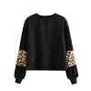 ROMWE Women's Casual Corduroy Long Sleeve Leopard Print Crewneck Casual Sweatshirt Pullover Tops - Рубашки - длинные - $16.99  ~ 14.59€