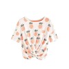 ROMWE Women's Casual Pineapple Print Twist Front Crop Top Knot Front Tee Shirt - Tシャツ - $13.99  ~ ¥1,575