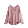 ROMWE Women's Plus Size Casual V Neck Criss Cross Long Sleeve Drop Shoulder Sweater - Srajce - dolge - $16.99  ~ 14.59€