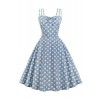 ROSE IN THE BOX Women's Spaghetti Strap Polka Dots Sexy Swing Holiday Party Dress - Dresses - $27.97 