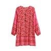 R.Vivimos Women Autumn Long Sleeve Cotton Buttons Floral Print Boho Tunic Dresses - Dresses - $25.99 