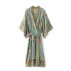 R.Vivimos Women Vintage Floral Print Beach Boho Cardigan Kimono Maxi Swimwear Cover up Dress Wrap - Dresses - $29.99 