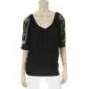 Rayon Jersey Pullover Top Crochet Lace Shoulders 1/2 Sleeve Junior Plus Size - Camiseta sem manga - $24.99  ~ 21.46€