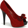Red Faux Suede Sexy Peep Toe Platform Pump - 8 - Sandals - $56.00 