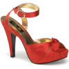 Red Satin Ankle Strap Platform Sandal - 6 - Sandals - $42.50 