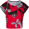 Red Black Cropped Graphic Tee - T恤 - $46.00  ~ ¥308.22