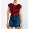 Red Black Short Sleeve Striped Tee - Catwalk - $52.00 