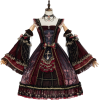 Red Burgundy Black Gold Lolita Gothic - Haljine - 