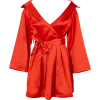 Red Card Shoulder Deep V-Neck Dress - ワンピース・ドレス - $47.99  ~ ¥5,401