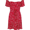Red Ditsy Frill Hem Dress - ワンピース・ドレス - 