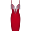 Red Dress with Fringe Neckline - Vestidos - 