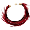 Red Feather Hoop Earrings - Uhani - 