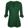 RedLife Woman’s Ruffled 3/4 Sleeve Split V Neck Tops Casual Party Work Pleated Blouse Jersey Tunic - トップス - $12.99  ~ ¥1,462