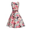 RedLife Women’s Vintage 1950s Classy Floral Boat Neck Sleeveless Above Knee Casual Cocktail Spring Garden Party Mini Dress (Large, Floral 7) - Платья - $15.99  ~ 13.73€