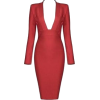 Red Low Neck Dress - Dresses - 