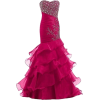 Red Mermaid Beaded Gown - sukienki - 