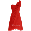 Red Off Shoulder Dress - sukienki - 