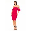 Red Off shoulder studded band detailed fashion dress - Dresses - $61.60 
