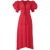 Red Puff Sleeve Maxi - sukienki - 