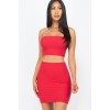 Red Ribbed Tube Top And Mini Skirt Sets - Haljine - $12.65  ~ 80,36kn