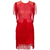 Red Round Neck Lace Fringed Decorative D - 连衣裙 - $69.99  ~ ¥468.96