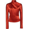 Red Satin Top - Long sleeves shirts - 
