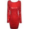 Red Sequin Dress - sukienki - 