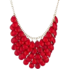 Red Stone Metal Choker Necklace - Naszyjniki - 