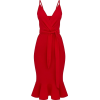 Red Strappy Fishtail Midi Dress - Haljine - 