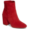 Red Suede Ankle Booties - Сопоги - 