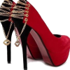 Red Suede Chain Back Heel - Klasyczne buty - 