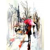 Red Umbrella Paris - Ilustracije - 