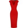 Red V-Neck Dress - Платья - 