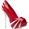 Red and White Striped Pumps - Klasične cipele - 