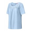 Regna X Boho Women's Shirring Detail Short Sleeve Chiffon Blouse Tops - Shirts - $7.99 
