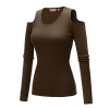 Regna X Womens Round Neck Comfy Cold Shoulder Ribbed Top Tee Sweater 2style - Košulje - kratke - $12.99  ~ 82,52kn