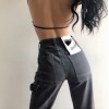 Retro 90's black gray large pocket high - Jeans - $29.99 