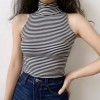 Retro A wind turtleneck striped sleeveless vest female outer wear was thin and s - Shirts - $26.99 